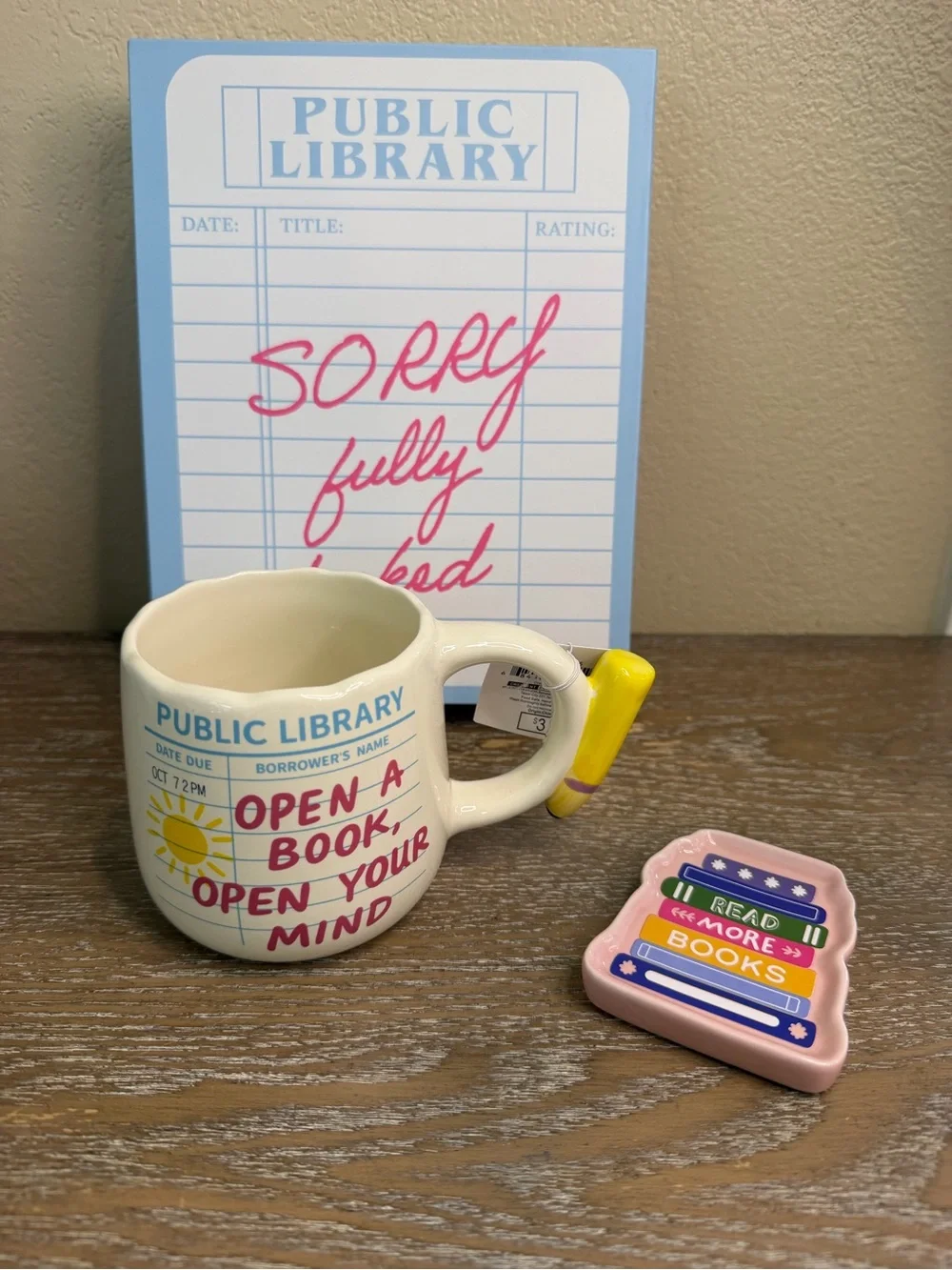 Public Library 'Open a Book, Open Your Mind' Mug, Storage Book Box, Trinket tray